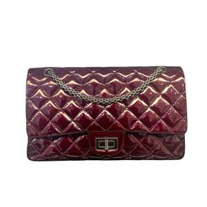 Chanel Reissue 2.55 288 Burgundy Patent Leather Double Flap Ruthenium Hardware